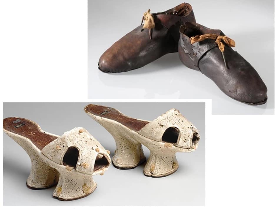 Giày dép của nam giới và phụ nữ thời kỳ Phục Hưng. 